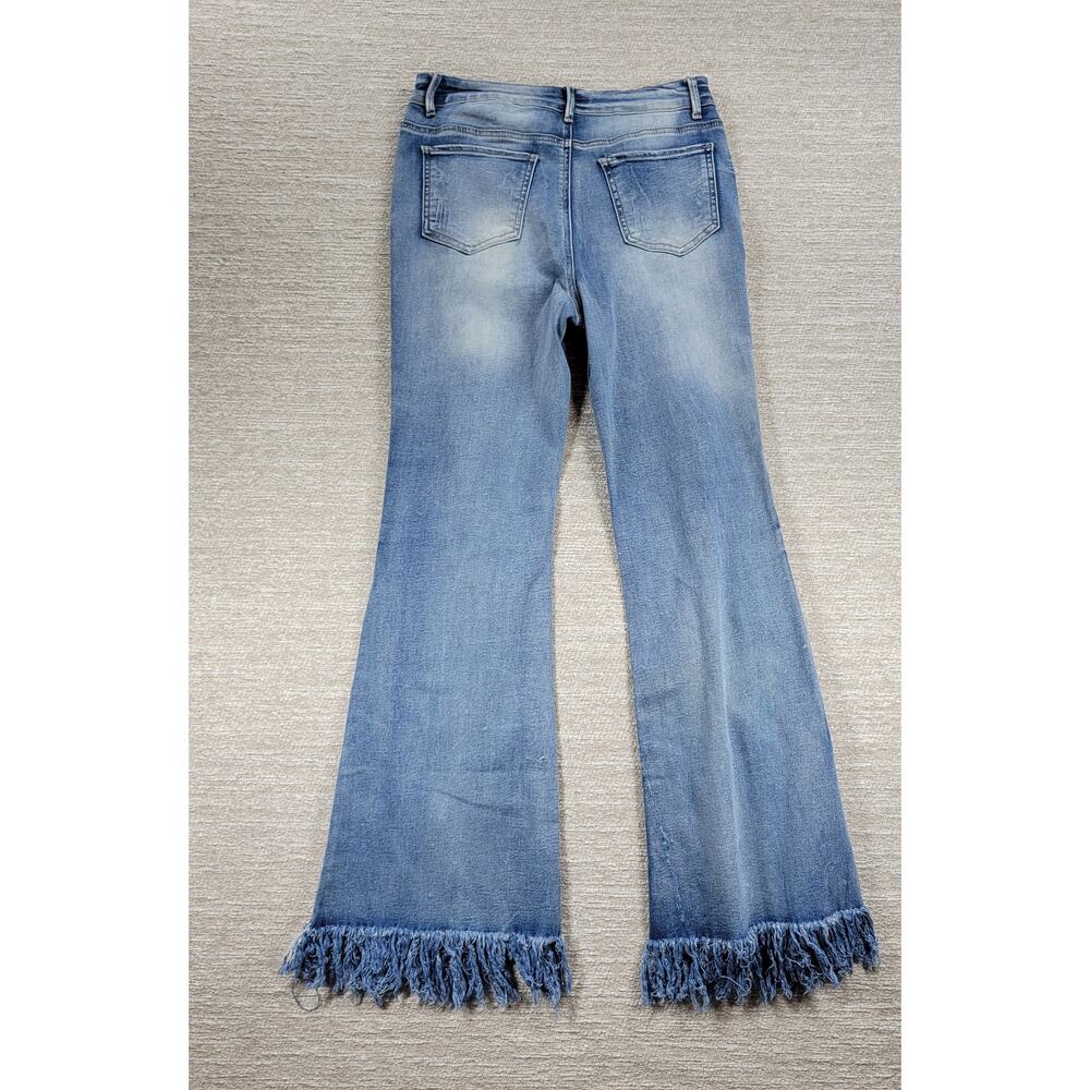 Elite Jeans Juniors 11/12 Flare Denim Distressed Fringe Hem Y2K Deadstock NWT - Picture 3 of 14